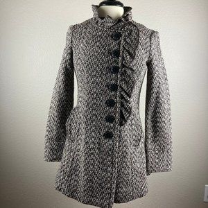 Urban Outfitters Kimchi Blue Wool Blend Ruffle Tweed Coat - XS